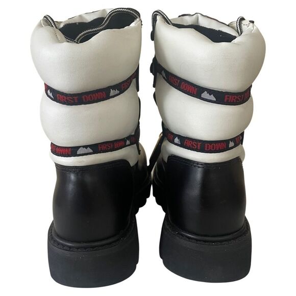 Vintage 90s First Down Leather Lug Sole Boots Black & White Size 8.5 main image 10